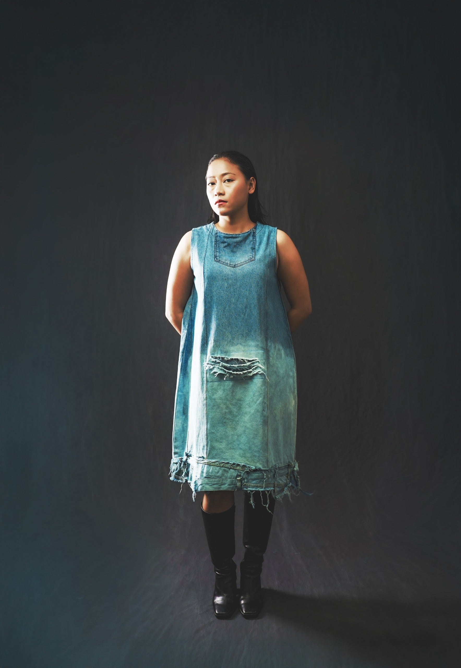 Upcycled Reconstructed Denim Dress