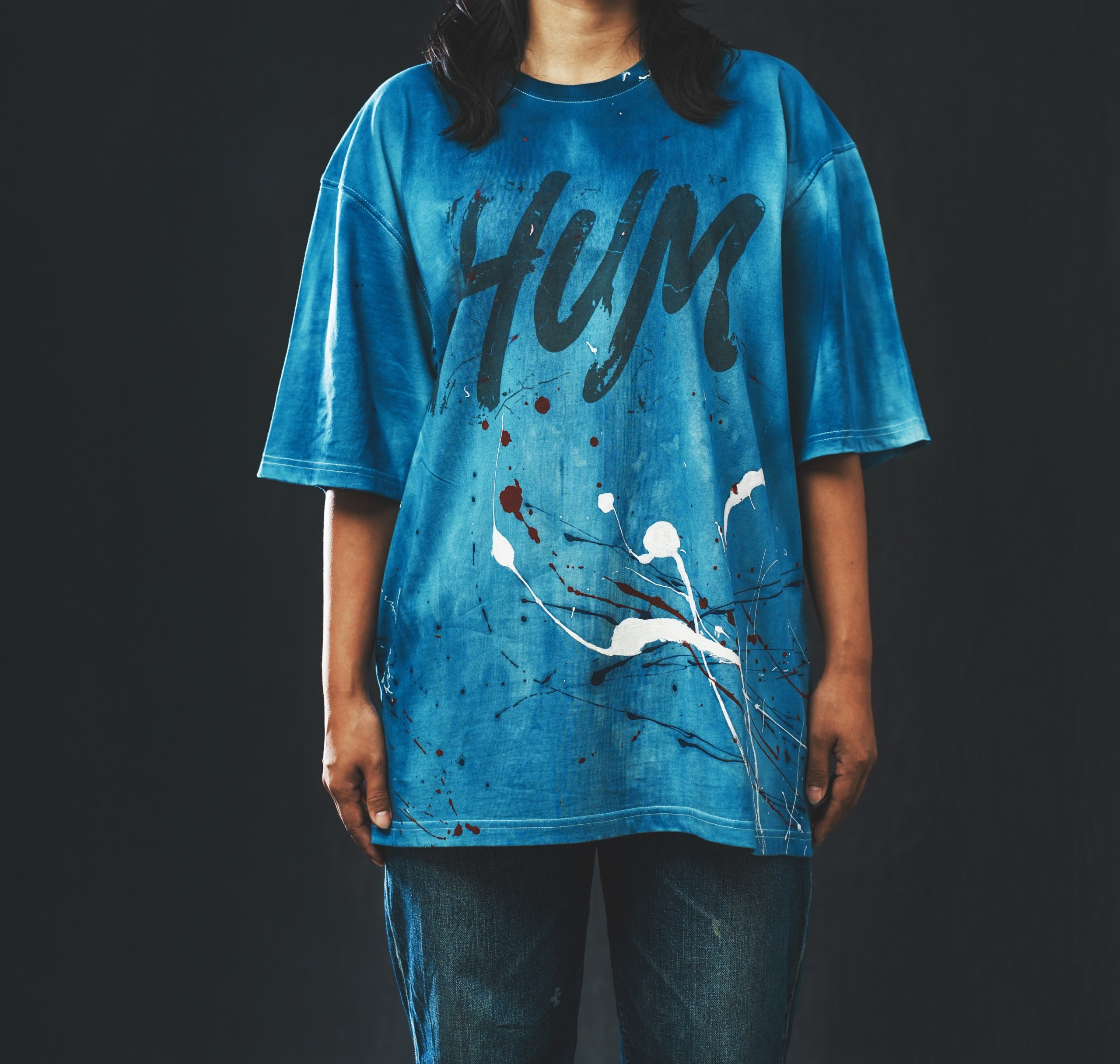 Hand-Dyed Zipper Hoodie with Denim Patchwork (UNISEX) – hummeng.in