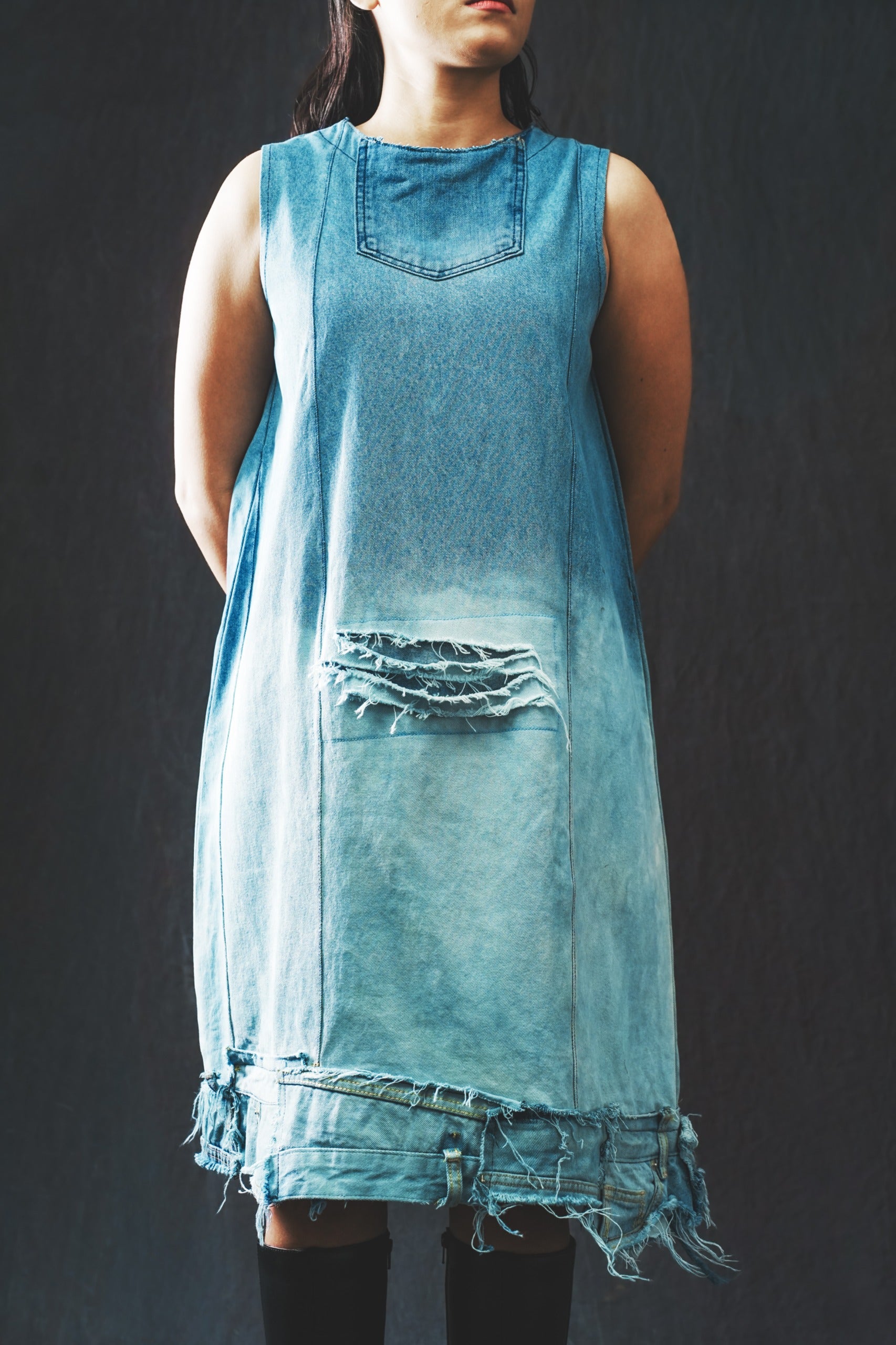 Upcycled Reconstructed Denim Dress