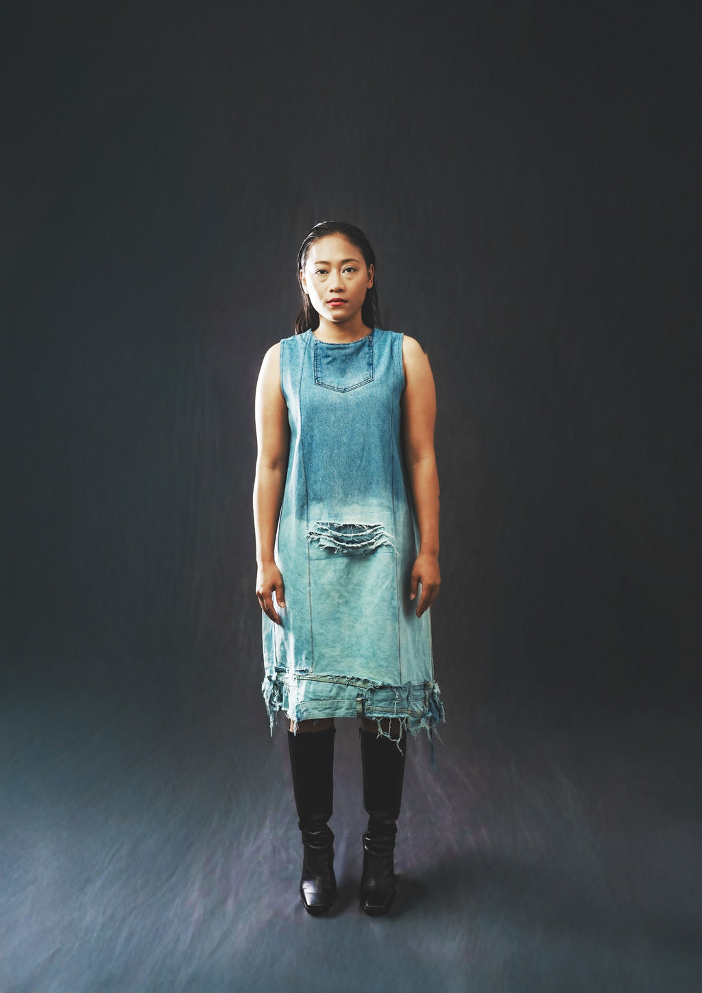 Upcycled Reconstructed Denim Dress