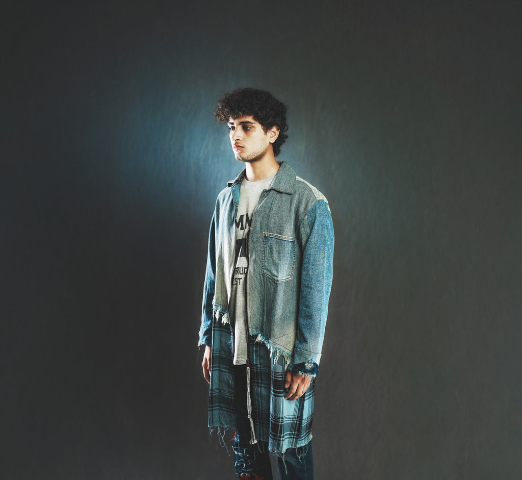 Upcycled Half-and-Half Long Jacket