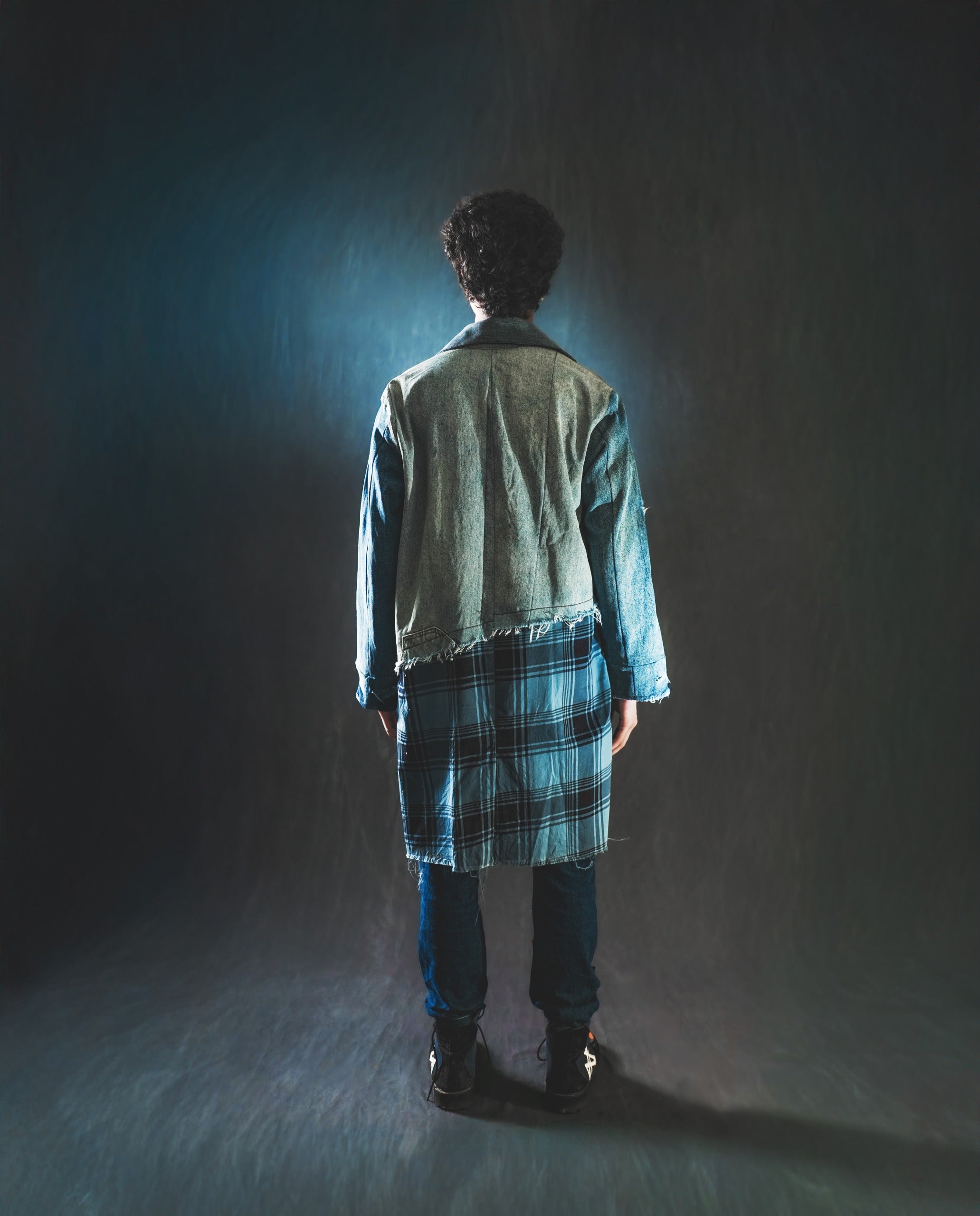 Upcycled Half-and-Half Long Jacket